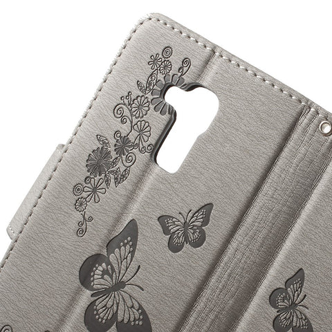 Imprint Floral Butterfly Leather Stand Card Slot Cover for Huawei Honor 5c / GT3
