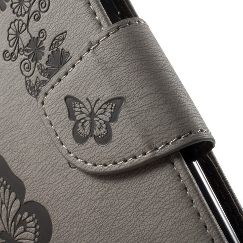 Imprint Floral Butterfly Leather Stand Card Slot Cover for Huawei Honor 5c / GT3