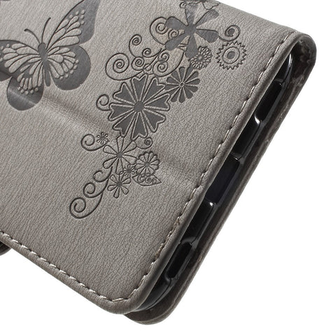Imprint Floral Butterfly Leather Stand Card Slot Cover for Huawei Honor 5c / GT3