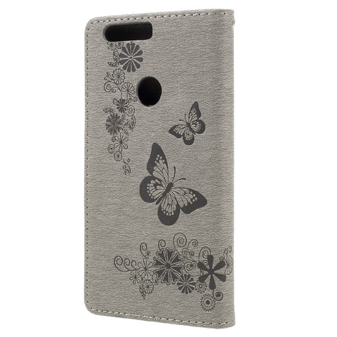 Imprinted Leather Wallet Stand Cover for Huawei Honor 8