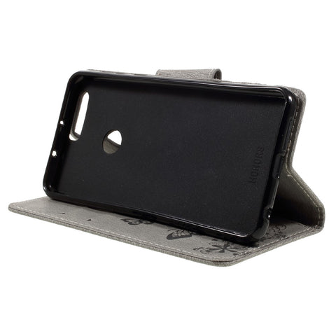 Imprinted Leather Wallet Stand Cover for Huawei Honor 8