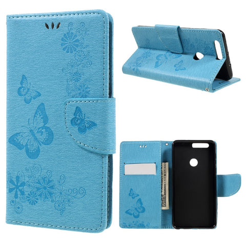 Imprinted Leather Wallet Stand Cover for Huawei Honor 8