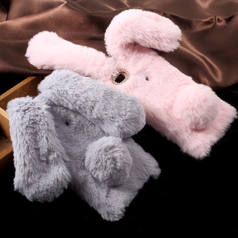 For Huawei P9 Lite / G9 Lite Rabbit Style Fluffy Warm Fur TPU Phone Shell