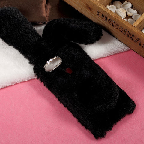 Bunny Shape Warm Fluffy Fur TPU Stand Back Cover for Huawei Honor 8