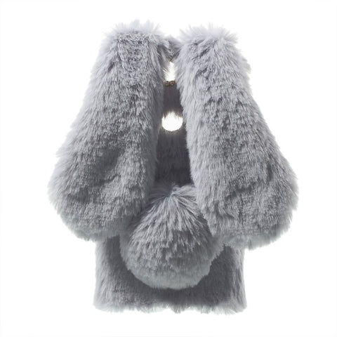 Bunny Shape Warm Fluffy Fur TPU Stand Back Cover for Huawei Honor 8