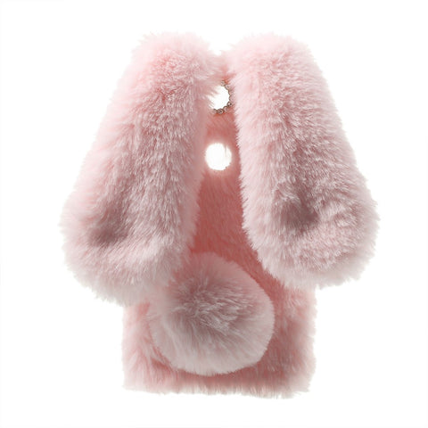 Bunny Shape Warm Fluffy Fur TPU Stand Back Cover for Huawei Honor 8