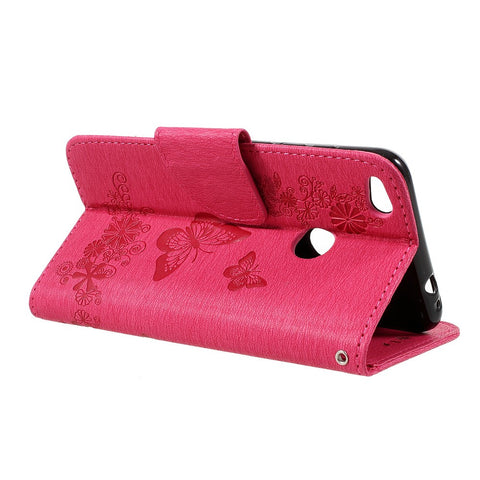 Imprinted Butterfly Flowers Leather Wallet Case for Huawei P8 Lite (2017) / Honor 8 Lite