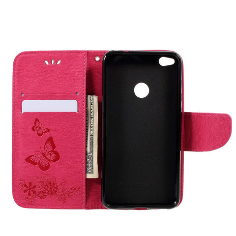 Imprinted Butterfly Flowers Leather Wallet Case for Huawei P8 Lite (2017) / Honor 8 Lite