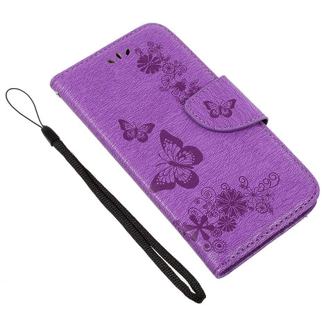 Imprinted Butterfly Flowers Leather Wallet Case for Huawei P8 Lite (2017) / Honor 8 Lite