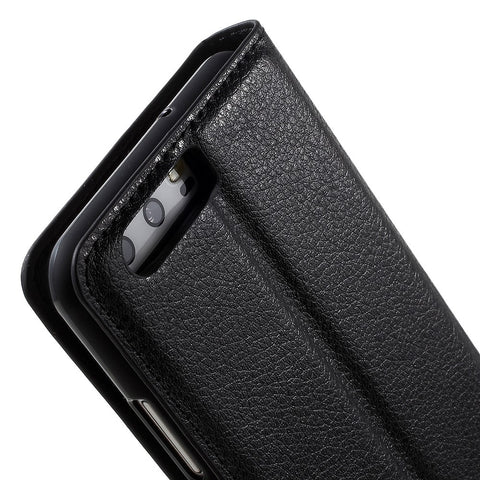 For Huawei P10 Litchi Skin Leather Stand Cover with Separated Wallet Design Anti-Collision Protection