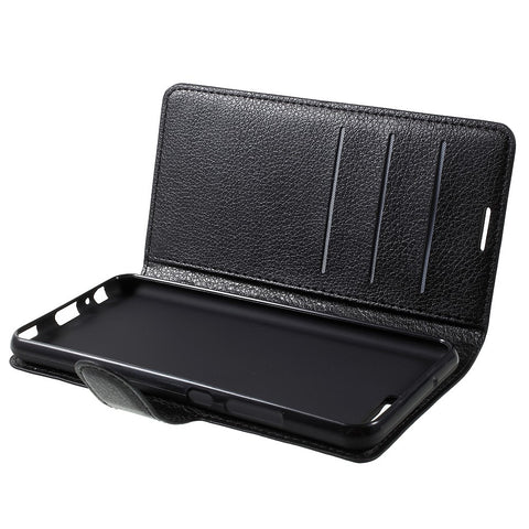 For Huawei P10 Litchi Skin Leather Stand Cover with Separated Wallet Design Anti-Collision Protection