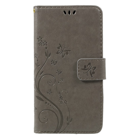 Imprinted Flora Butterflies Leather Phone Case Wallet for Huawei P8 Lite (2017) / Honor 8 Lite