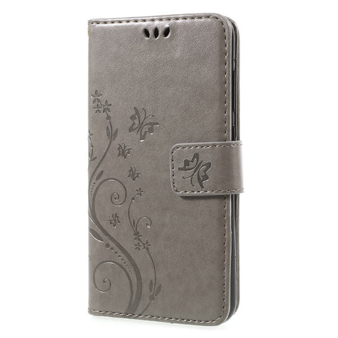 Imprinted Flora Butterflies Leather Phone Case Wallet for Huawei P8 Lite (2017) / Honor 8 Lite