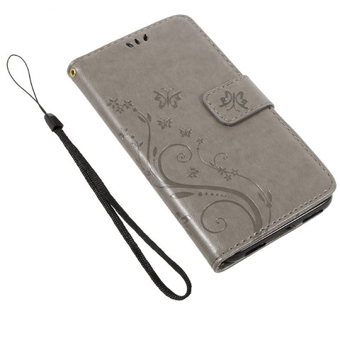 Imprinted Flora Butterflies Leather Phone Case Wallet for Huawei P8 Lite (2017) / Honor 8 Lite
