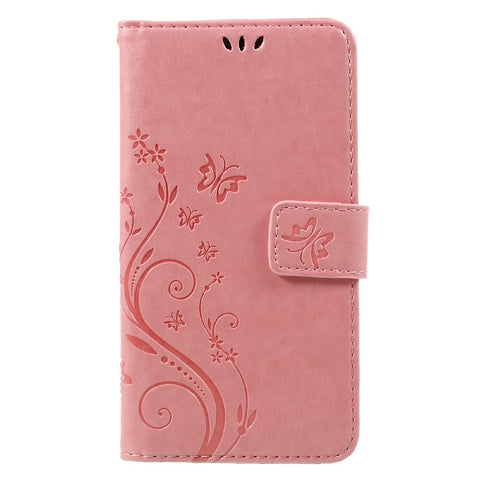 Imprinted Flora Butterflies Leather Phone Case Wallet for Huawei P8 Lite (2017) / Honor 8 Lite