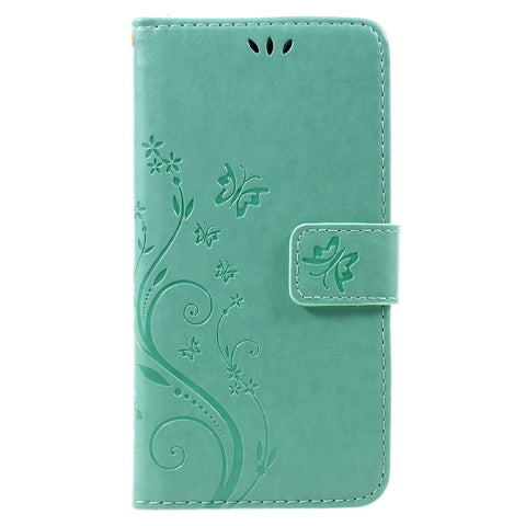 Imprinted Flora Butterflies Leather Phone Case Wallet for Huawei P8 Lite (2017) / Honor 8 Lite