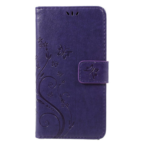 Imprinted Flora Butterflies Leather Phone Case Wallet for Huawei P8 Lite (2017) / Honor 8 Lite