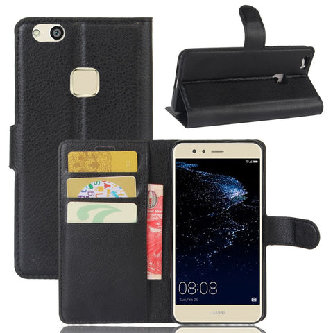 Lychee Litchi Skin Wallet Leather Cover with Stand for Huawei P10 Lite Mobile Cell Phone Accessory
