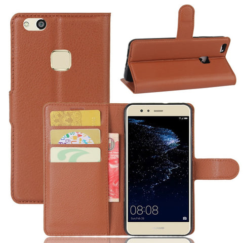 Lychee Litchi Skin Wallet Leather Cover with Stand for Huawei P10 Lite Mobile Cell Phone Accessory