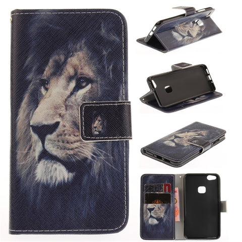 Patterned PU Leather Case with Wallet Slots for Huawei P10 Lite