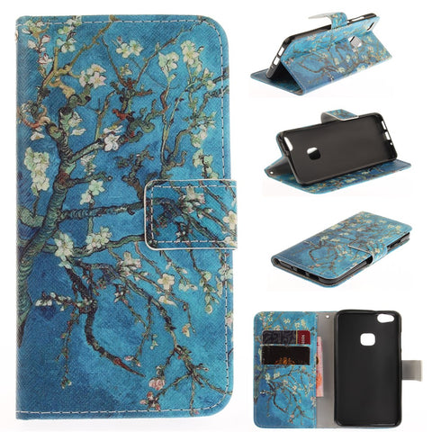 Patterned PU Leather Case with Wallet Slots for Huawei P10 Lite