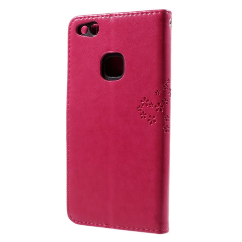 Imprint Tree Owl Magnetic Wallet Leather Stand Cover for Huawei P10 Lite