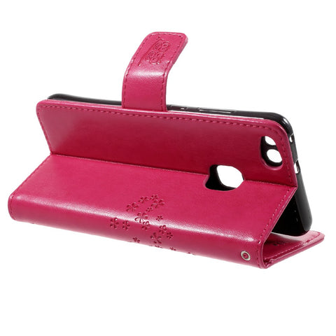 Imprint Tree Owl Magnetic Wallet Leather Stand Cover for Huawei P10 Lite