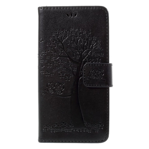 Imprint Tree Owl Magnetic Wallet Leather Stand Cover for Huawei P10 Lite