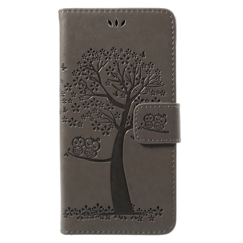 Imprint Tree Owl Magnetic Wallet Leather Stand Cover for Huawei P10 Lite