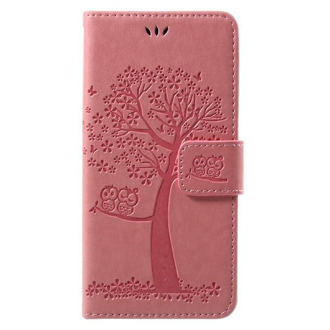 Imprint Tree Owl Magnetic Wallet Leather Stand Cover for Huawei P10 Lite