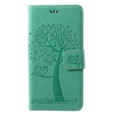 Imprint Tree Owl Magnetic Wallet Leather Stand Cover for Huawei P10 Lite