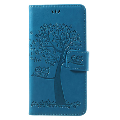 Imprint Tree Owl Magnetic Wallet Leather Stand Cover for Huawei P10 Lite