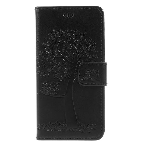 Imprint Tree and Owls Leather Wallet Casing Cover with Stand for Huawei P8 Lite (2017) / Honor 8 Lite