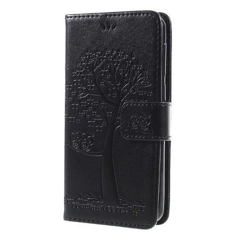 Imprint Tree and Owls Leather Wallet Casing Cover with Stand for Huawei P8 Lite (2017) / Honor 8 Lite