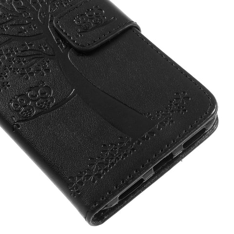 Imprint Tree and Owls Leather Wallet Casing Cover with Stand for Huawei P8 Lite (2017) / Honor 8 Lite