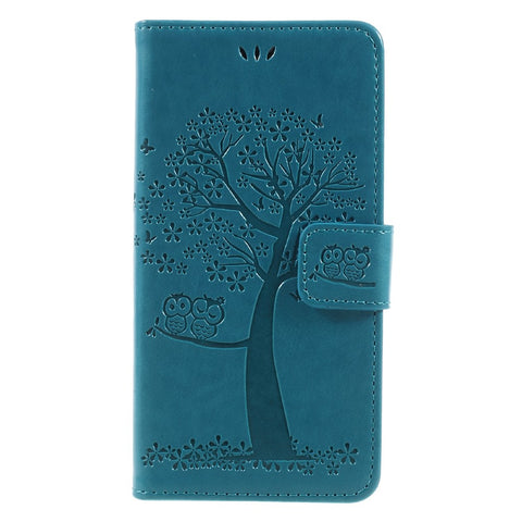 Imprint Tree and Owls Leather Wallet Casing Cover with Stand for Huawei P8 Lite (2017) / Honor 8 Lite