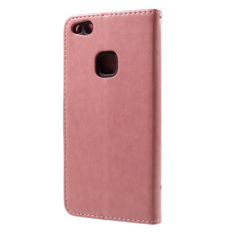 Imprint Butterfly Flowers Magnetic Wallet Leather Cover with Stand for Huawei P10 Lite