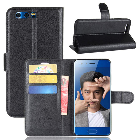 For Huawei Honor 9 Litchi Texture PU Leather Wallet Stand Phone Case Shell