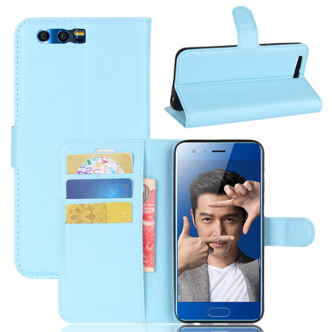 For Huawei Honor 9 Litchi Texture PU Leather Wallet Stand Phone Case Shell