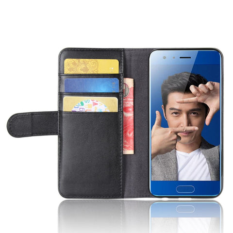 For Huawei Honor 9 Phone Cases Genuine Split Leather Wallet Mobile Cover Stand
