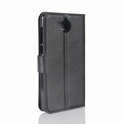 For Huawei Y5 (2017) / Y6 (2017) Litchi Texture PU Leather Card Slots Stand Phone Shell