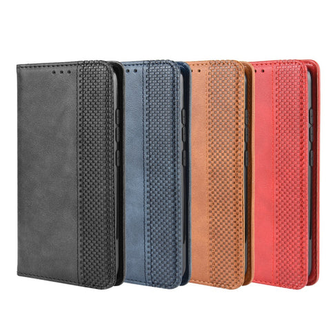 Retro Style Flip Leather Wallet Stand Protective Case for Motorola Moto E6 Plus/E6s (2019)/E6s