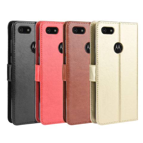Crazy Horse Surface Leather Wallet Shell Case for Motorola Moto E6 Play