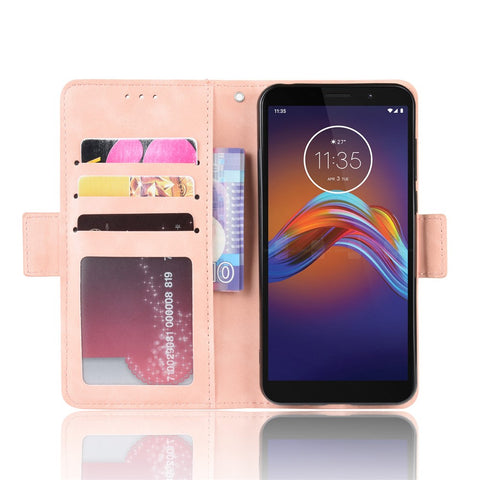 PU Leather Manuy Card Slots Casing for Motorola Moto E6 Play