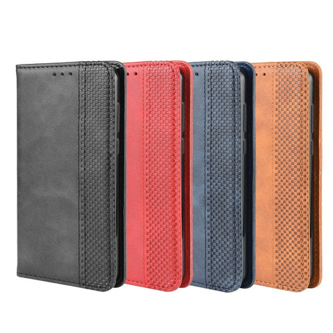 Retro Style Skin PU Leather Wallet Cover for Motorola Moto E6 Play