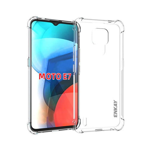 ENKAY HAT PRINCE Antislip 4 Corners Thickened Shockproof Clear TPU Protector Shell for Motorola Moto E7