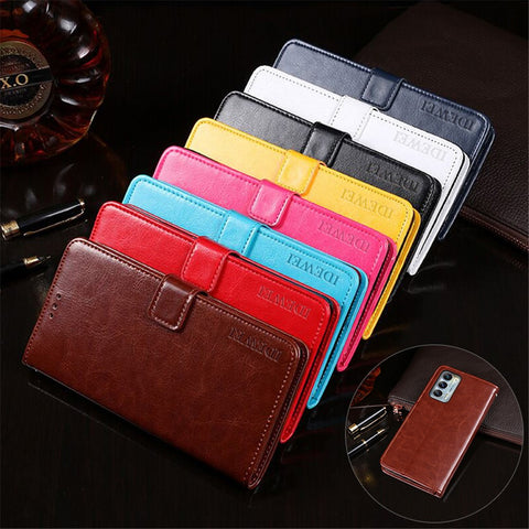 IDEWEI Crazy Horse Texture Stand Wallet Leather Case Flip Phone Cover for Motorola Edge 20