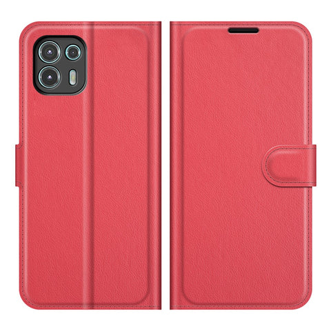 Leather Full-Protection Litchi Skin Phone Shell Case with Wallet Stand for Motorola Edge 20 Lite 5G