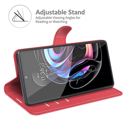 Leather Full-Protection Litchi Skin Phone Shell Case with Wallet Stand for Motorola Edge 20 Lite 5G