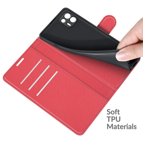 Leather Full-Protection Litchi Skin Phone Shell Case with Wallet Stand for Motorola Edge 20 Lite 5G